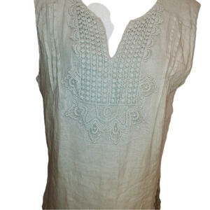 Marina Gigli Linen Lace Tunic Blouse M